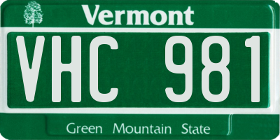 VT license plate VHC981