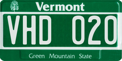 VT license plate VHD020