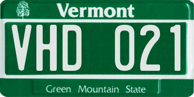VT license plate VHD021