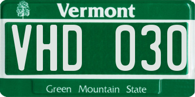 VT license plate VHD030