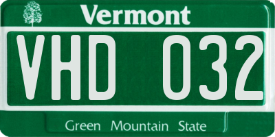 VT license plate VHD032
