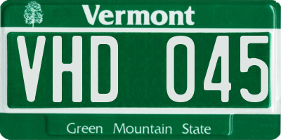 VT license plate VHD045