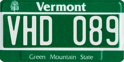 VT license plate VHD089