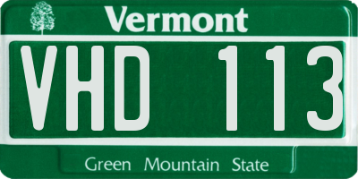 VT license plate VHD113