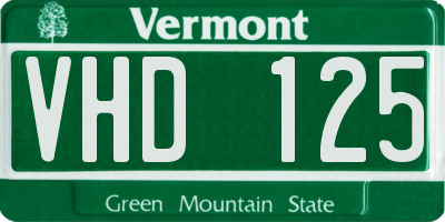 VT license plate VHD125