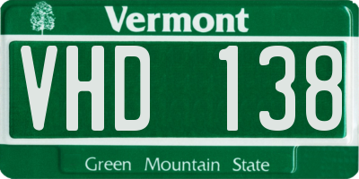 VT license plate VHD138