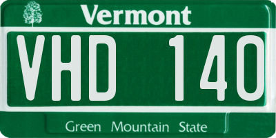 VT license plate VHD140