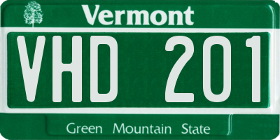 VT license plate VHD201