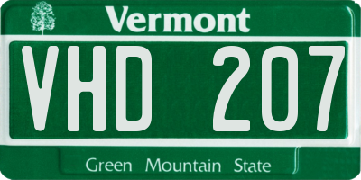 VT license plate VHD207
