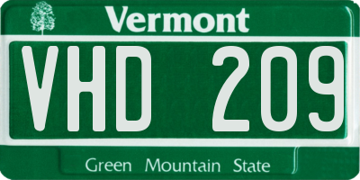 VT license plate VHD209