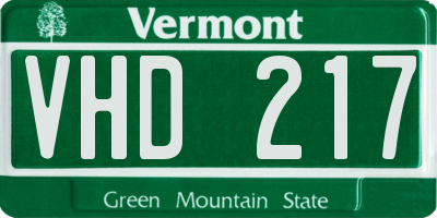 VT license plate VHD217