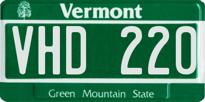 VT license plate VHD220