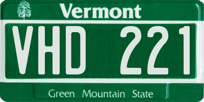 VT license plate VHD221