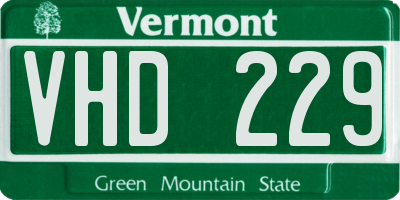 VT license plate VHD229