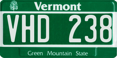 VT license plate VHD238