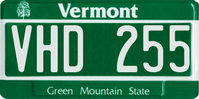 VT license plate VHD255