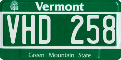 VT license plate VHD258