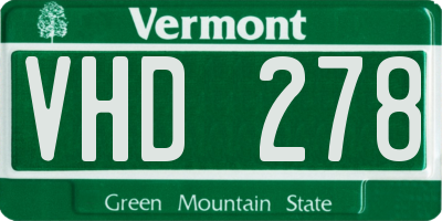 VT license plate VHD278