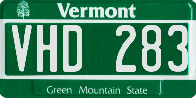 VT license plate VHD283