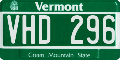 VT license plate VHD296
