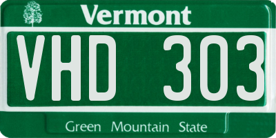 VT license plate VHD303