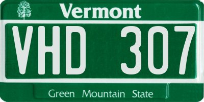 VT license plate VHD307