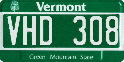 VT license plate VHD308
