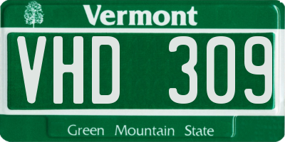 VT license plate VHD309
