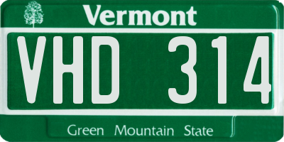 VT license plate VHD314