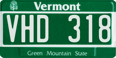 VT license plate VHD318