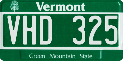 VT license plate VHD325