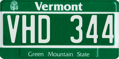 VT license plate VHD344