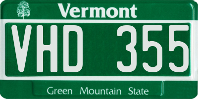 VT license plate VHD355