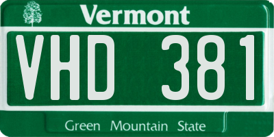 VT license plate VHD381