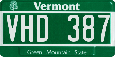 VT license plate VHD387