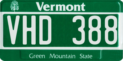 VT license plate VHD388