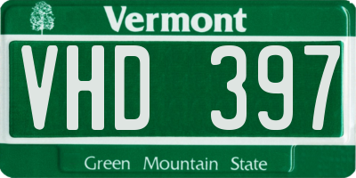 VT license plate VHD397