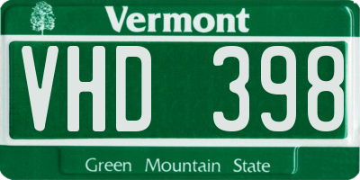 VT license plate VHD398