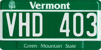 VT license plate VHD403