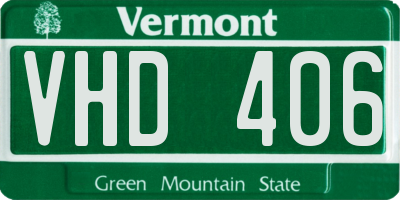 VT license plate VHD406