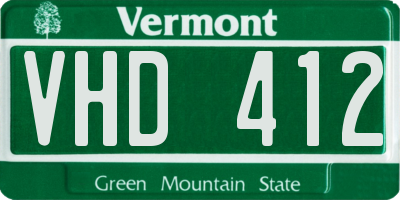 VT license plate VHD412