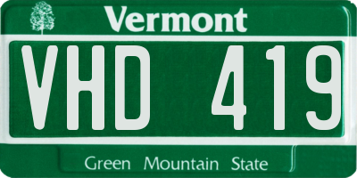 VT license plate VHD419