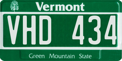 VT license plate VHD434