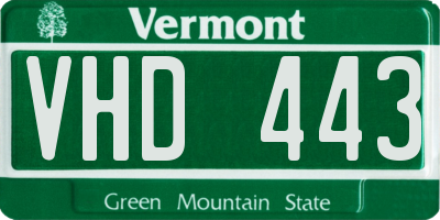 VT license plate VHD443