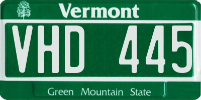 VT license plate VHD445