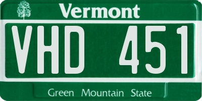 VT license plate VHD451