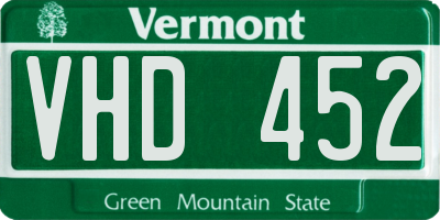 VT license plate VHD452