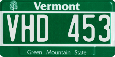 VT license plate VHD453
