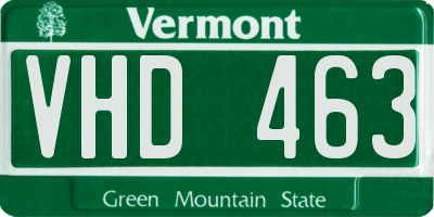 VT license plate VHD463