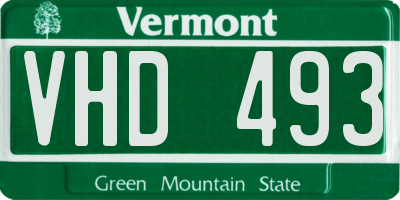 VT license plate VHD493